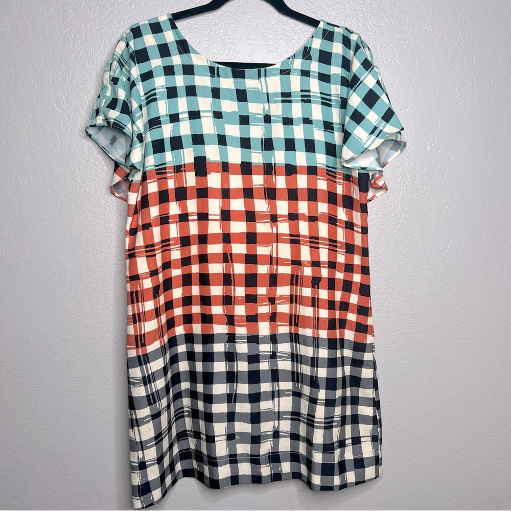 Uncle frank gingham multicolor dress sz M low back